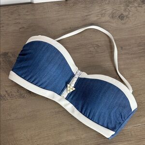 Seafolly US4 Blue and White Bikini Top - denim look